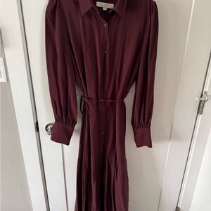 LOFT Deep Burgundy Long Sleeve Dress